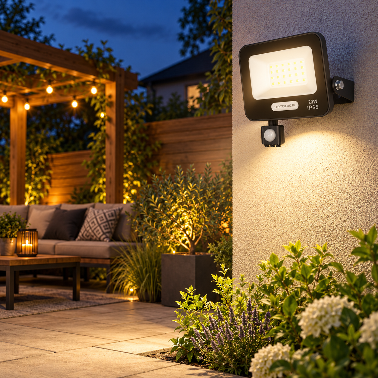 Led SMD Рефлектор IP65 ЦРНО ТЕЛО СО СЕНЗОР 20W БЕЛА СВЕТЛИНА